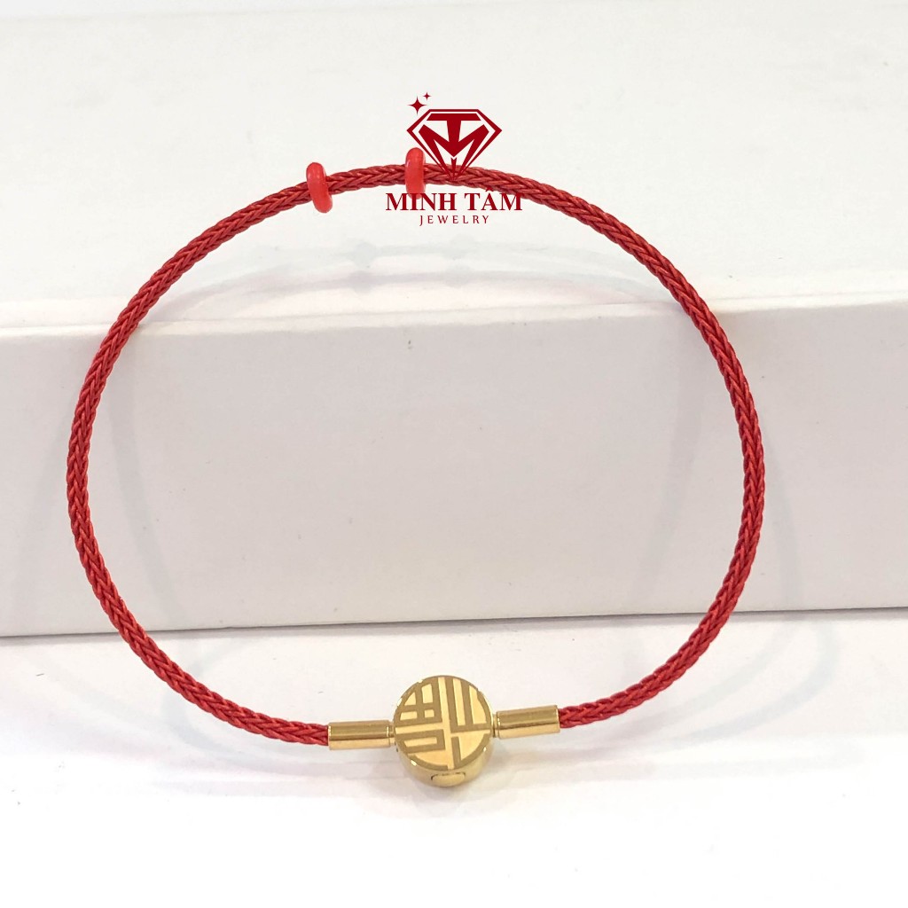 Vòng tay dây cước đeo charm khóa chữ Phúc CTF cỡ 2mm Minh Tâm Jewelry