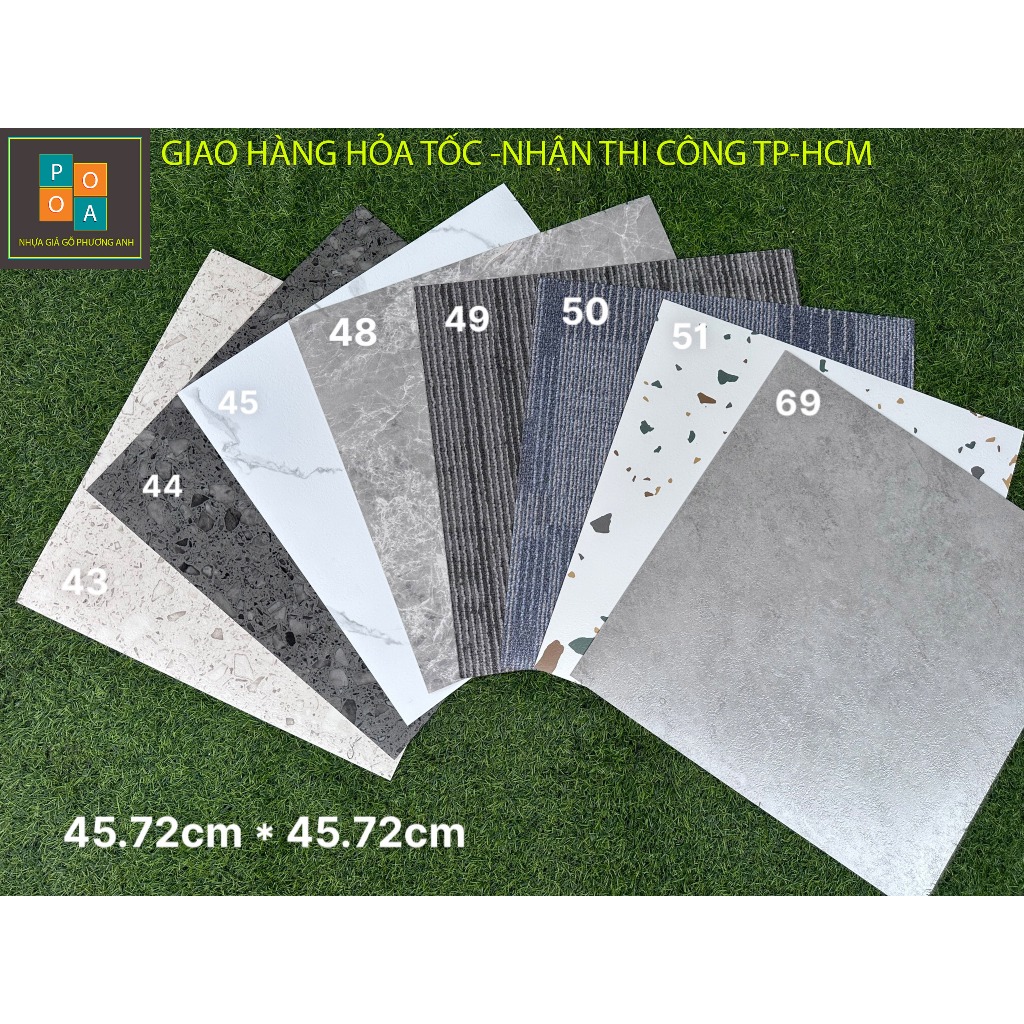 Combo 5m vuông sàn vuông vân đá ( 24 tấm sàn) kích thước tấm 45,72x45,72cm