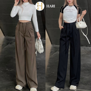 Quần tây ống rộng Hari 384 cao cấp chất gold mặc đi làm đi học phối dây