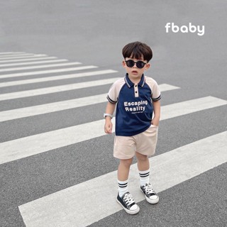 <8-23kg> Bộ polo cộc chất cotton tay raglang in chữ phối màu dễ thương cho bé trai mặc đi học, mặc đi chơi, mặc Tết