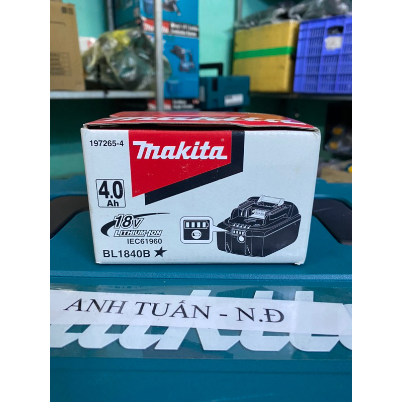 Pin Makita 18V 4.0Ah BL1840B hàng mới bóc bộ (197265-4)