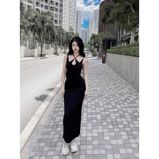 Midi Cổ Yếm Thun Gân  - 3492