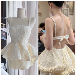 ( có sẵn kèm clip thật )Sét áo 2 dây NUDE ren hoa chân váy