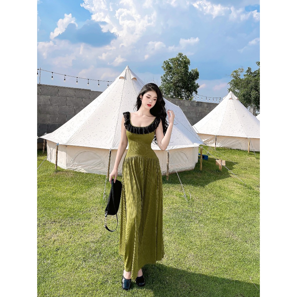 Maxi Phối Ren Bèo Vai - 3480