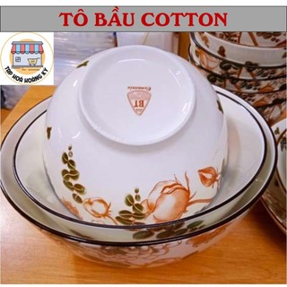 Tô bầu gốm sứ cao cấp hoa văn cotton - đk 15cm