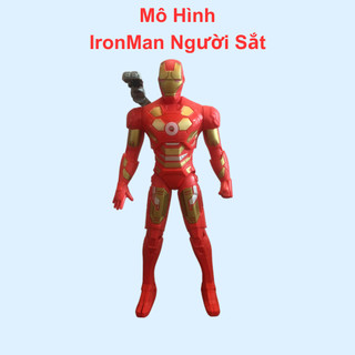 Mô hình ironman mô hình người sắt siêu nhân cao 27cm có đèn sáng đỏ cử động khớp nhựa bền