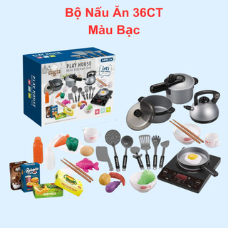 Bộ nấu ăn cho bé bộ nấu bếp cho bé 36 chi tiết màu bạc giúp phát triển kỹ năng cơ bản