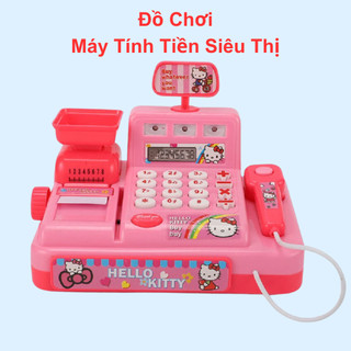 Đồ chơi máy tính tiền siêu thị màu hồng phát nhạc đáng yêu cho bé chơi đồ hàng cùng bạn bè