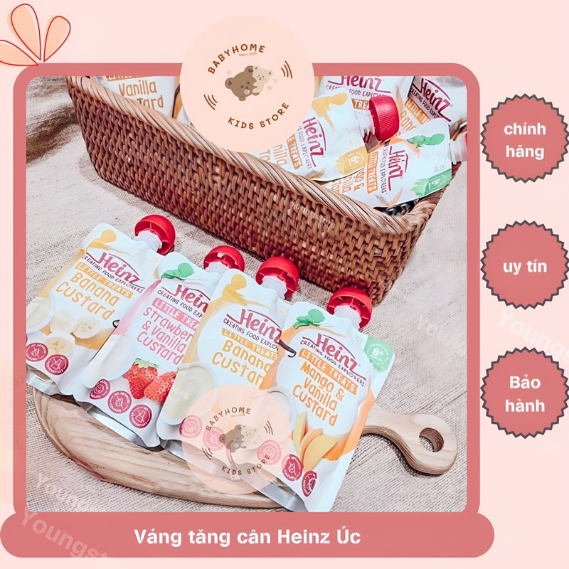 Date 10 2024 Váng Sữa Trái Cây Nghiền Heinz Úc Cho Bé Ăn Dặm 6-8m+ Túi 120g