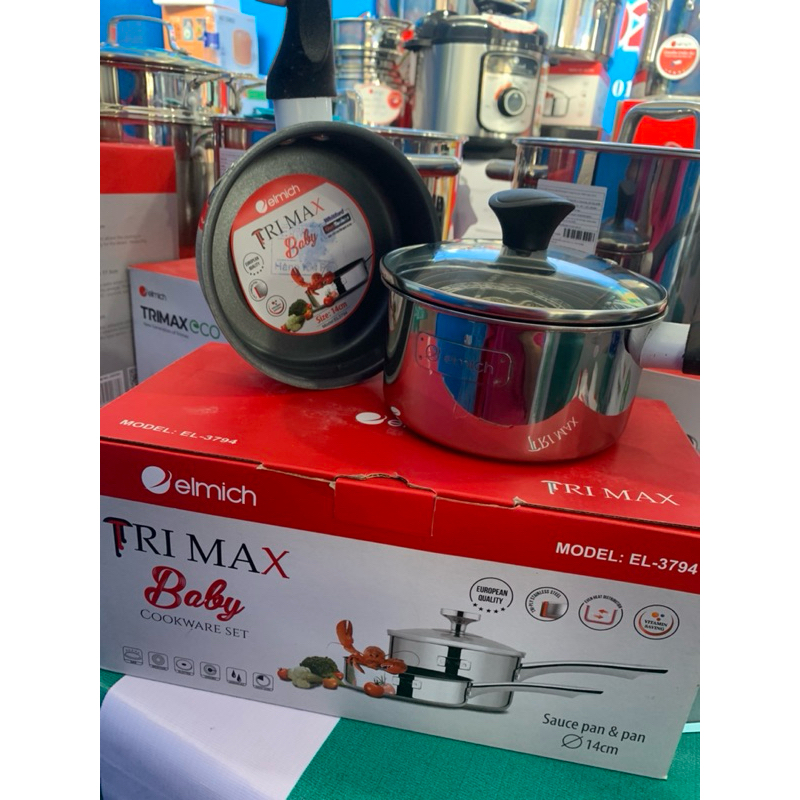 Bộ nồi chảo Elmich ⚡ SIÊU ƯU ĐÃI ⚡ Bộ nồi chảo Elmich Trimax Baby EL-3794 size 14cm (đáy dập chữ KM)