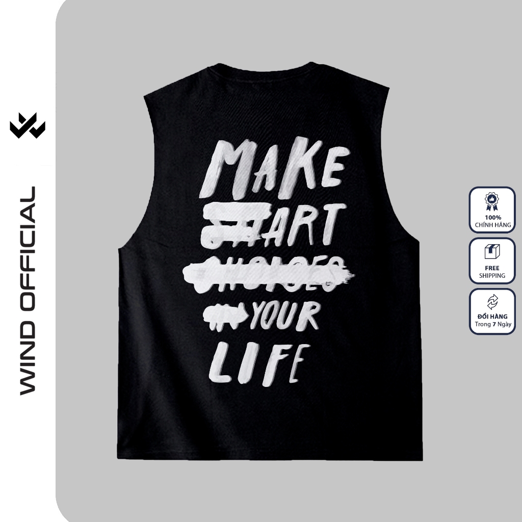 Áo ba lỗ unisex WIND form rộng sát nách Chữ K tanktop thời trang nam nữ oversize