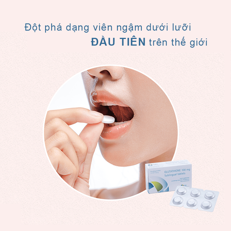 Viên ngậm trắng da Glutathione 100mg của Ý chính hãng, hộp 30 viên