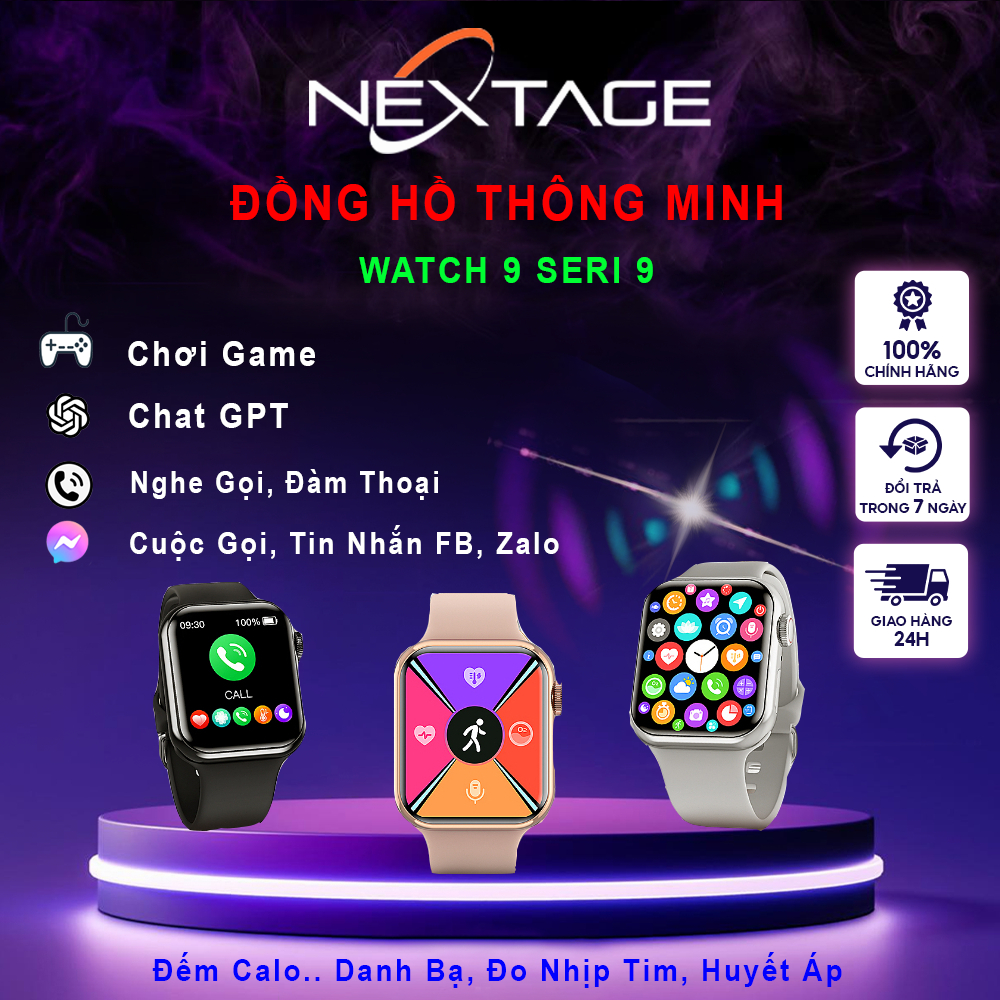 Đồng Hồ Thông Minh WATCH S9, Smartwatch Nghe Gọi, Zl - Mess, Chơi game, GPT AI, Nhịp Tim, Chống Nước Chính Hãng NEXTAGE