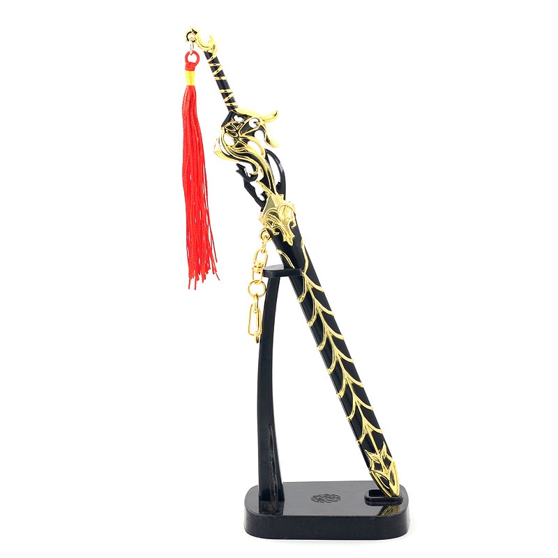 Mô hình kiếm hiệp đen vàng bằng kim loại dài 22cm siêu đẹp