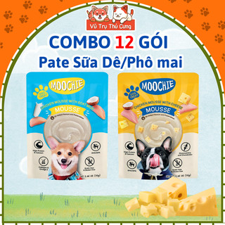  Combo 12 gói Pate cho Chó Sữa Dê & Phô Mai Moochie 70g 