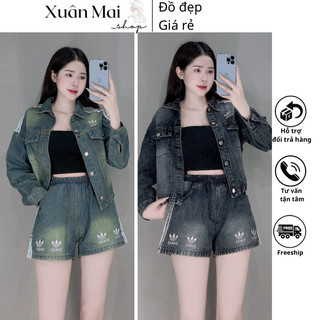 [FREESHIP-Không cavat] Set áo gile có cổ sát nách croptop + chân váy lưng cao xếp ly túi hộp rách nhẹ denim, jeans