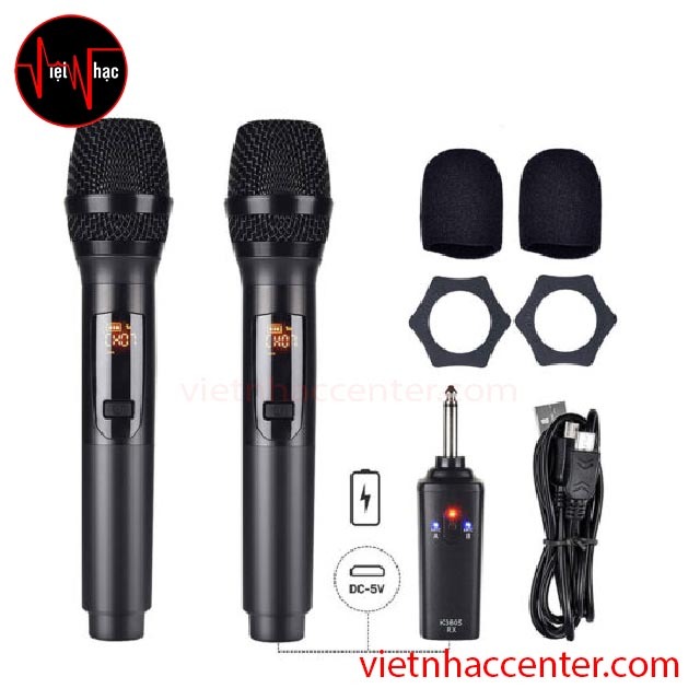 Bộ Đôi Micro Karaoke Không Dây K380S (tích hợp pin sạc)