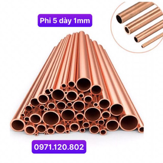 Ống đồng đỏ phi 5mm ,dày 1mm cây dài 1m