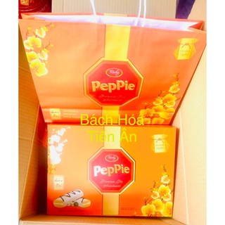 Bánh phủ socola peppie phú qúy - hoàng kim hộp đỏ 468g có túi xách tết an khang