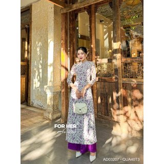 Áo dài 4 tà hoa nhí tím AD03207