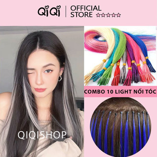 Combo 10 tép light nối tóc tặng kèm chì nối tóc, tóc giả highlight nối chì tạo line cho nữ qiqishop