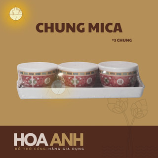 Chung mica - chung cúng mica - cung nước thờ cúng bằng mica loại 3 chung, 5 chung