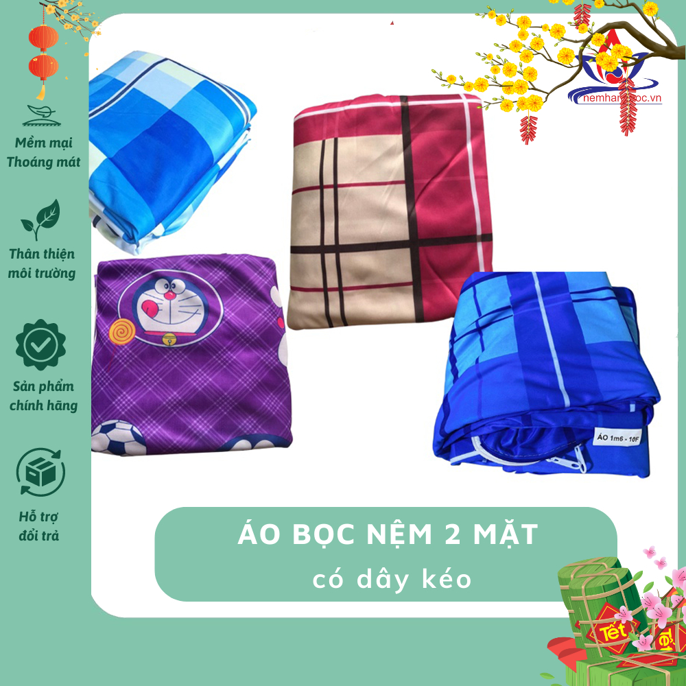 Áo bọc nệm ( Áo bọc Topper ) thun lạnh 2 mặt có dây kéo đủ kích thước (nệm thẳng, gấp 3, gấp 3 sử dụ