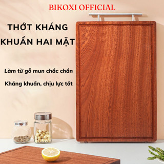 Thớt Gỗ Mun Thớt Kháng Khuẩn 2 Mặt Và Chống Nấm Mốc Có Tay Cầm Bằng Thép Không Gỉ BIKOXI
