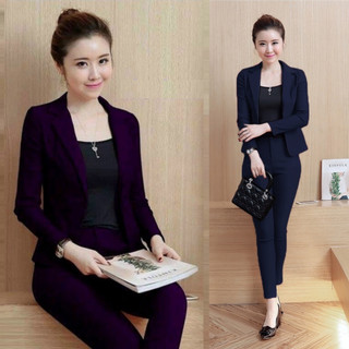 Bộ Đồ Vest Nữ Công Sở Áo Vest Tay Dài Quần Dài VJ474