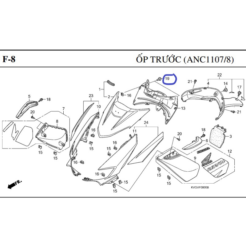 Ốc bắt mặt nạ trước AB- airblade- airblade 110- airblade 125