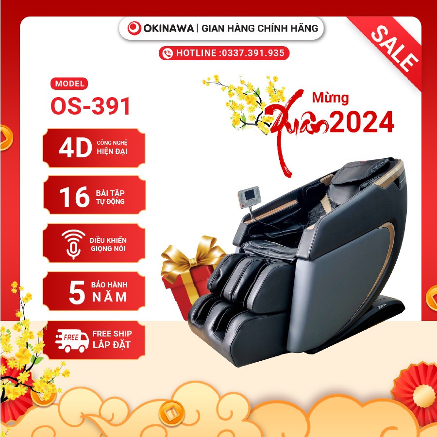 [CHÍNH HÃNG] [FREESHIP + QUÀ TẶNG 🎁] Ghế massage Okinawa Os-329 4D, nâng cấp 6 bi di chuyển bằng silicon mềm