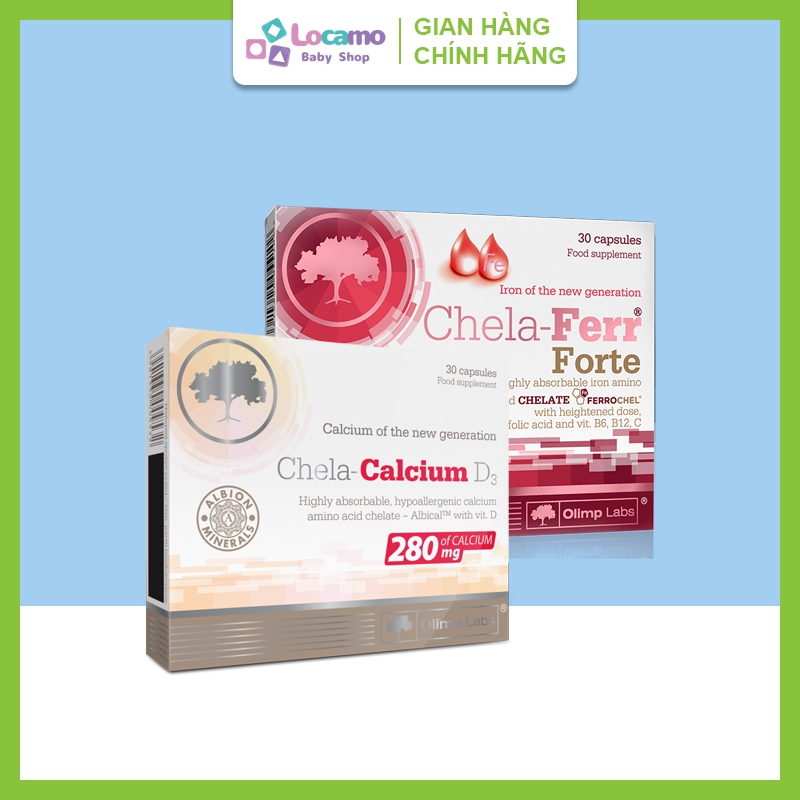 Combo Chela Calcium - Chela Ferr Forte - Bổ sung Canxi, Sắt, D3, C, B6, B12, Iron. Giúp mẹ khỏe, bé phát triển toàn diện