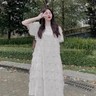 ĐẦM VÁY BẦU DỰ TIỆC CƯỚI VOAN HOA NỔI 2 LỚP CỰC XINH - ĐẦM BẦU ĐUÔI CÁ THU ĐÔNG DÀI TAY FREESIZE