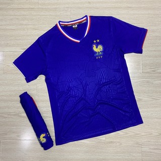 Quần Áo bóng đá tuyển Pháp logo thêu , Bộ quần áo đá banh đội tuyển France thun lạnh cao cấp A21