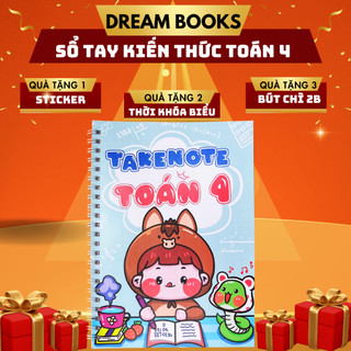 Sách- Sổ Takenote Toán 4 tổng hợp công thức trang trí sticker dễ hiểu và ghi nhớ