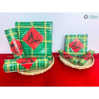 [Gồm 01 chưng+ 02 tét] Set mô hình bánh chưng bánh tét mút xốp 02 size CHUNGTET-01