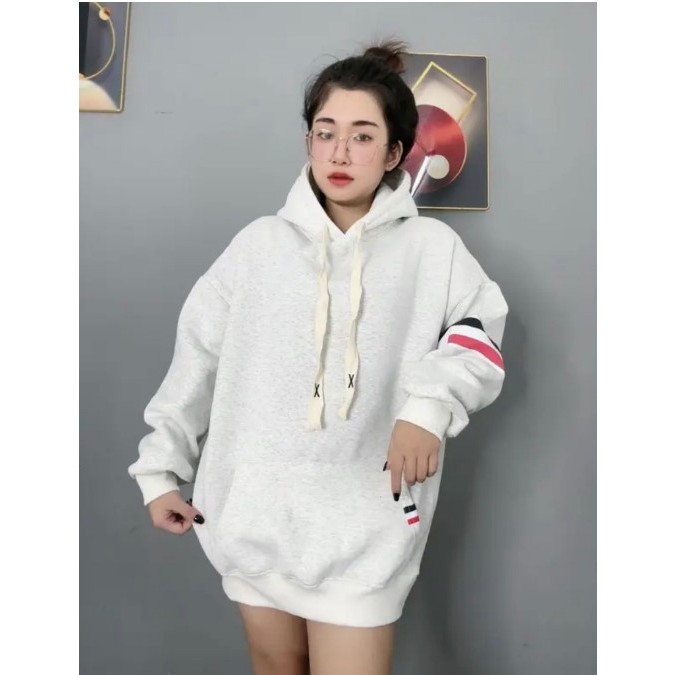 Áo Khoác Hoodie THOME Sọc Tay Áo Lưng In Chú Chó Bản 2024 - Áo Khoác Hoodie Lông Cừu Siêu Đẹp - Dày Dặn - Giữ Fom