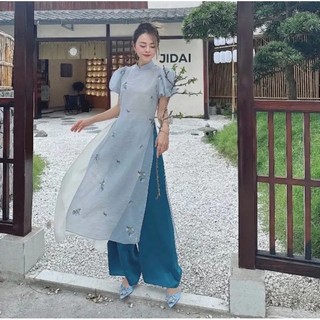 Bộ áo dài tơ 4 tà cao cấp
