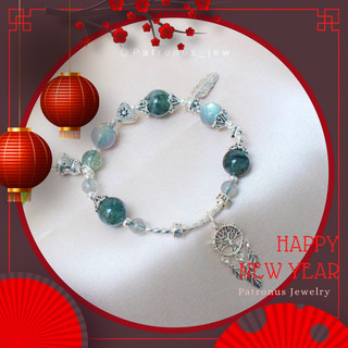 Vòng Tay Labradorite Thạch Anh Tóc Xanh VTLMTATX22A Patronus Jewelry