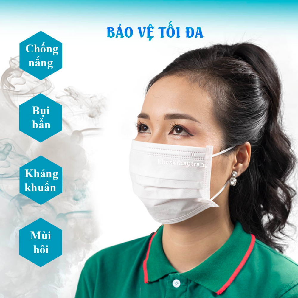 Khẩu trang y tế Bisou kháng khuẩn 4 lớp dày hộp 50 cái