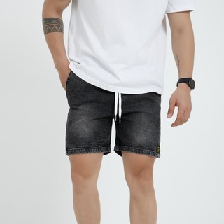 Quần short jean xám đen, form trên gối co giãn thoả mái