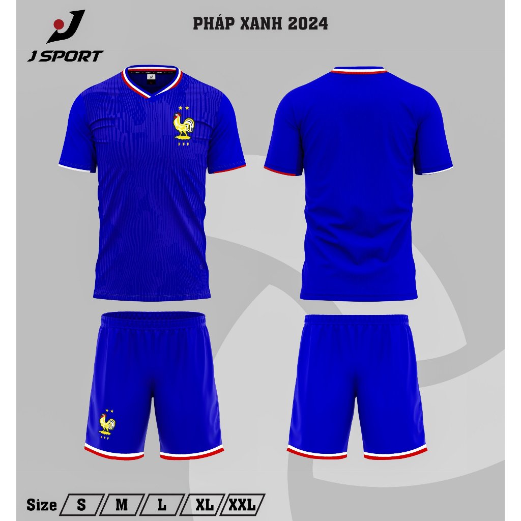 Bộ Quần Áo Bóng Đá Đội Tuyển Pháp Logo Thêu - Thun Lạnh Cao Cấp, Không Nhăn, Không Xù Lông  A21