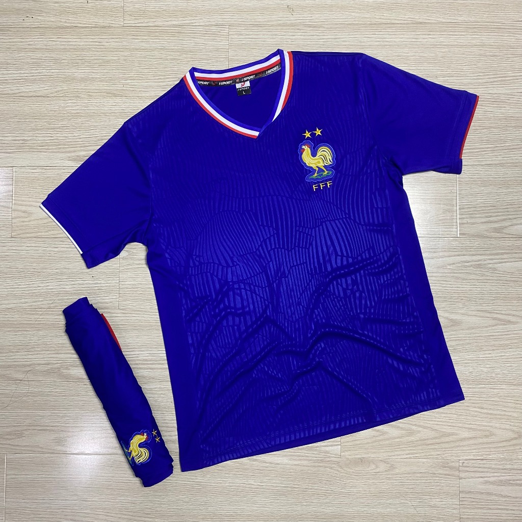 Bộ Quần Áo Bóng Đá Đội Tuyển Pháp Logo Thêu - Thun Lạnh Cao Cấp, Không Nhăn, Không Xù Lông  A21