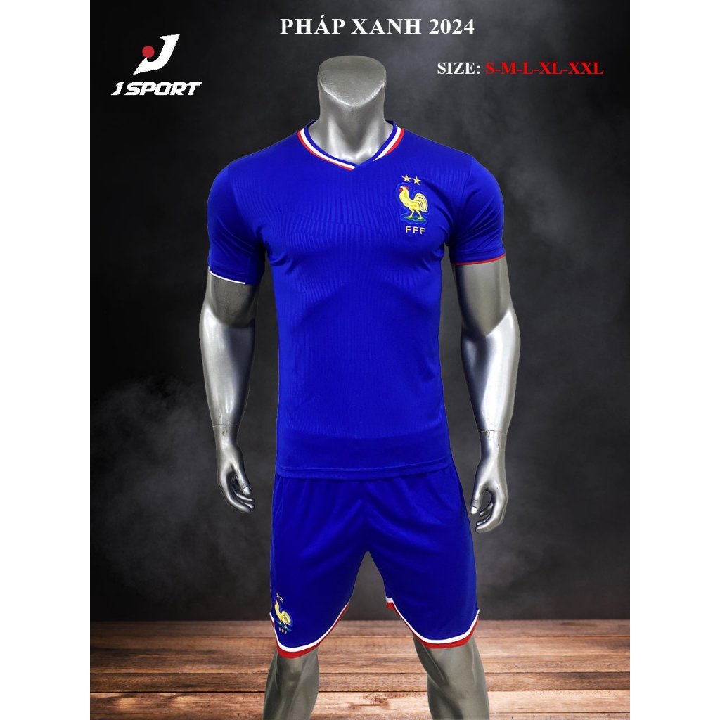 Bộ Quần Áo Bóng Đá Đội Tuyển Pháp Logo Thêu - Thun Lạnh Cao Cấp, Không Nhăn, Không Xù Lông  A21