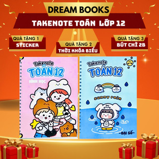 Sách- Sổ Takenotes tổng hợp kiến thức Toán 12 Hình Học Đại Số trang trí sticker ghi sẵn công thức và bài giải mẫu