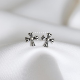 Khuyên tai bạc 925 mini - Khuyên thánh giá chrome oxidize (giá 1 chiếc) - Nepherteti