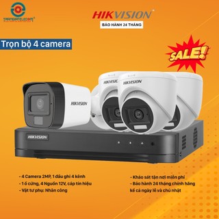 Trọn Bộ 4 Camera Quan Sát HIKVISION 2.0MP Full HD Đầy Đủ Phụ Kiện - TRANGIATELECOM