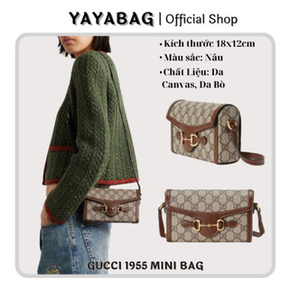⛔️ túi đeo chéo gg horsebit 1955 mini da bò bản đẹp nhất túi dáng ngang - size 18cm