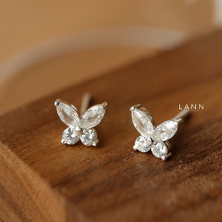 Khuyên cánh bướm kín đá BẠC S925 LANN E272