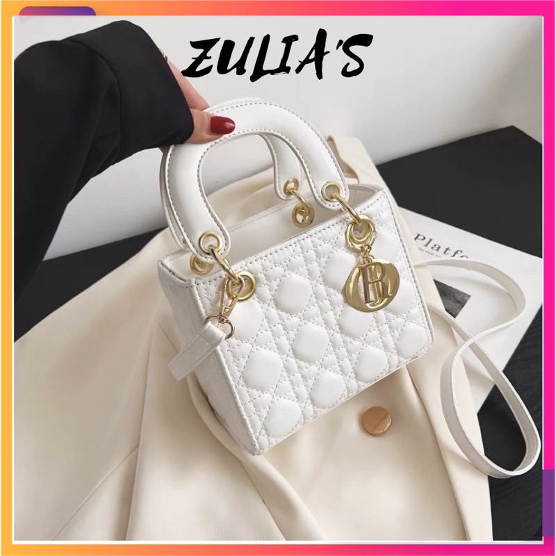 Túi Xách Nữ Cầm Tay Đeo Chéo Hộp Vuông Thêu Trám Tròn Siêu Xinh Zuliashop8386